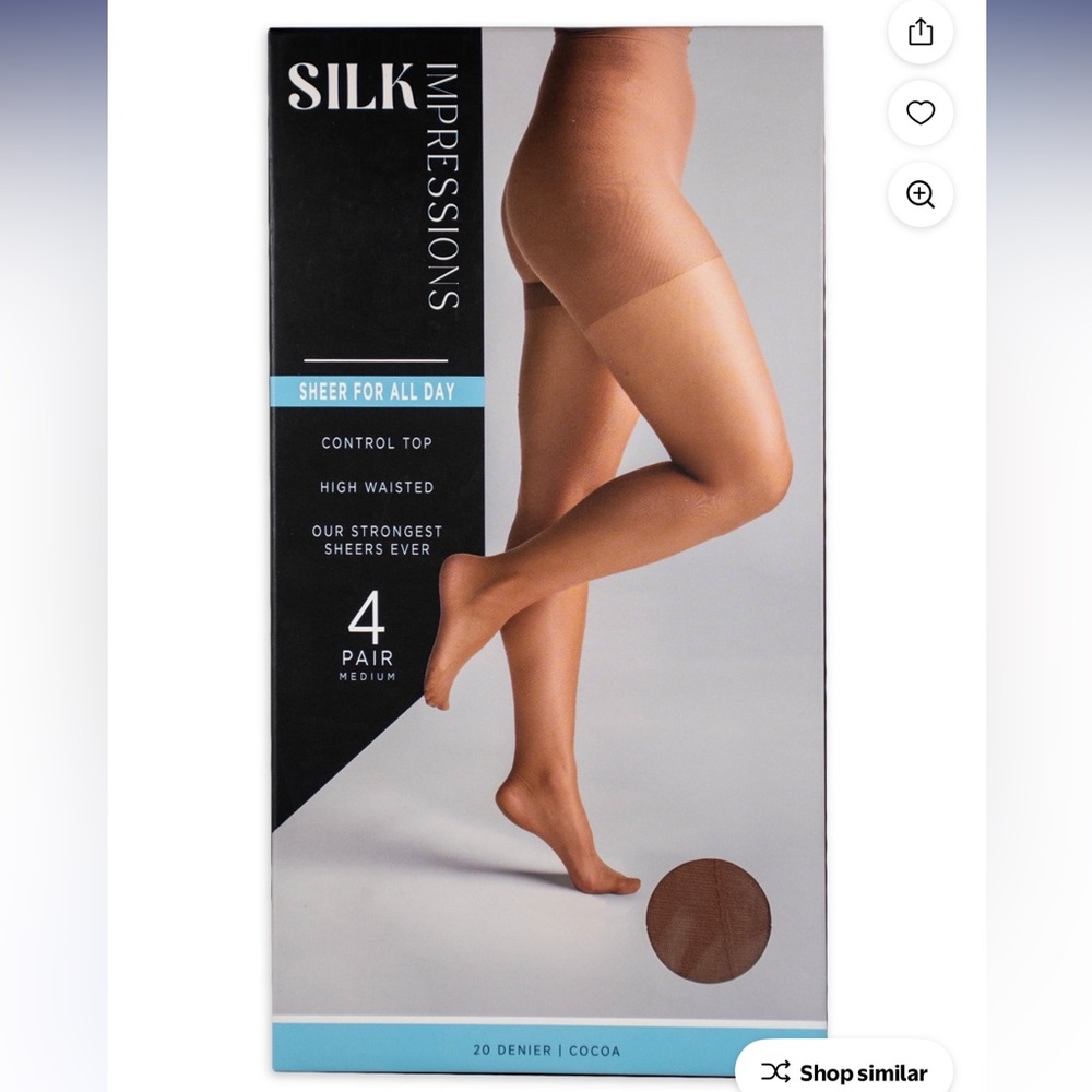 Pack of 4 cocoa control top sheer tights for women, small 20 denier